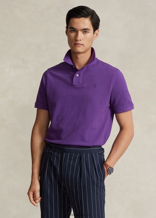 polo ajusté en résille 46T60T37 Hommes Ralph Lauren paloma violet/marine