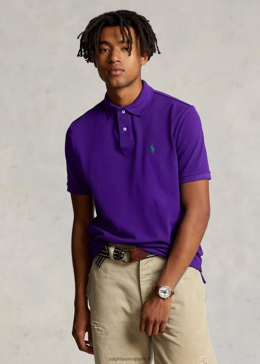 polo ajusté en résille 46T60T38 Hommes Ralph Lauren chalet violet/vert