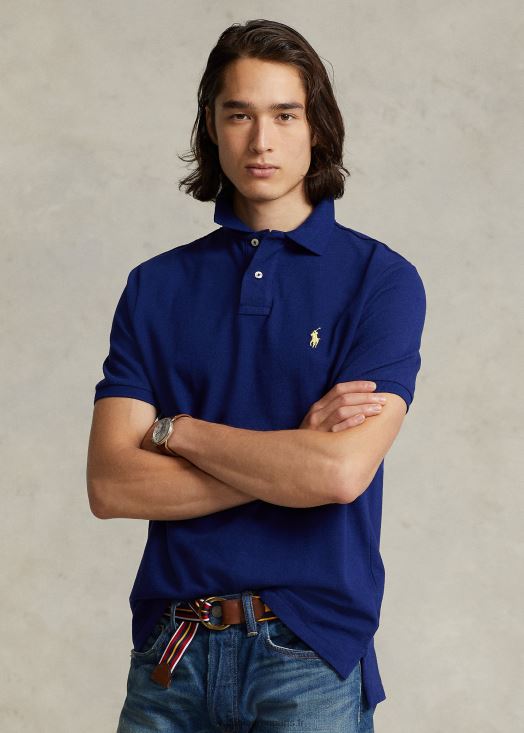 polo ajusté en résille 46T60T6 Hommes Ralph Lauren automne royal/jaune