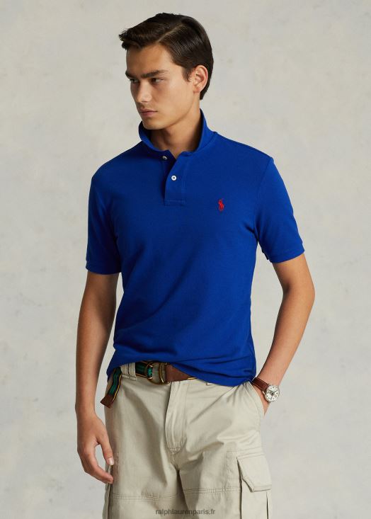 polo ajusté en résille 46T60T7 Hommes Ralph Lauren royal héritage/rouge