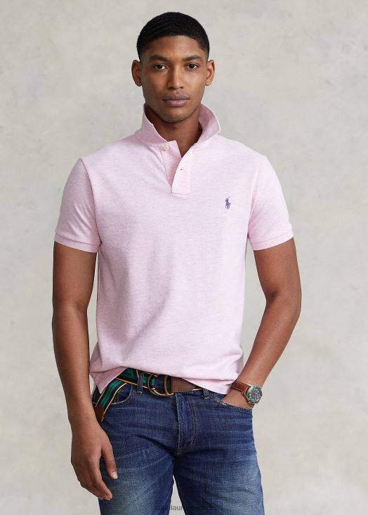 polo ajusté en résille 46T60T8355 Hommes Ralph Lauren bruyère rose - Cliquez sur l'image pour la fermer