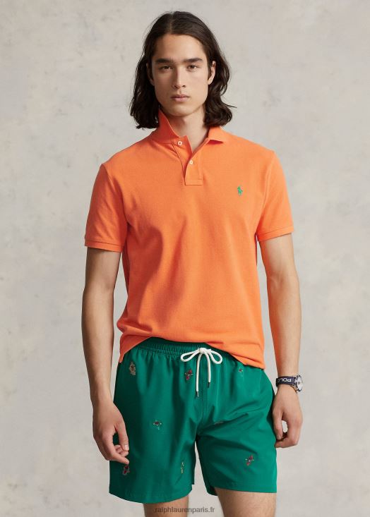 polo ajusté en résille 46T60T8357 Hommes Ralph Lauren orange optique