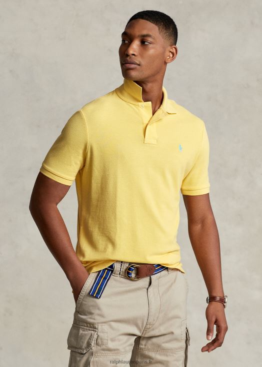 polo ajusté en résille 46T60T8362 Hommes Ralph Lauren maïs jaune