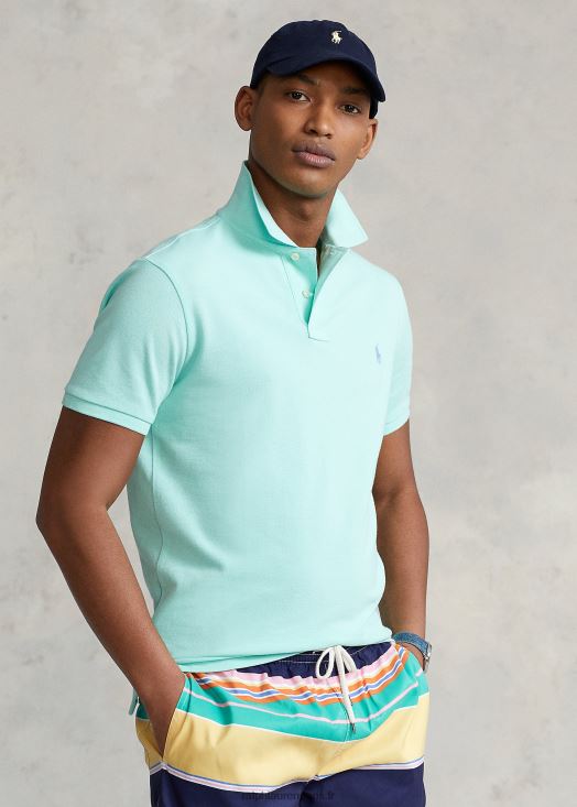 polo ajusté en résille 46T60T8367 Hommes Ralph Lauren aqua vert