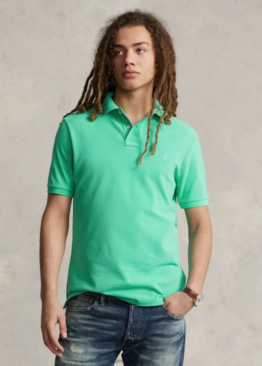 polo confortable en mesh coupe slim 46T60T20 Hommes Ralph Lauren vert coucher de soleil