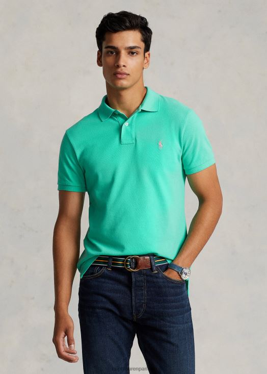 polo confortable en mesh coupe slim 46T60T21 Hommes Ralph Lauren vert coucher de soleil/rose