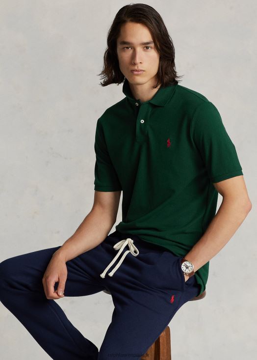 polo confortable en mesh coupe slim 46T60T26 Hommes Ralph Lauren vert collège/bordeaux