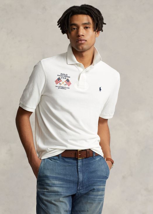 polo coupe classique à broderie drapeau 46T60T8643 Hommes Ralph Lauren névis