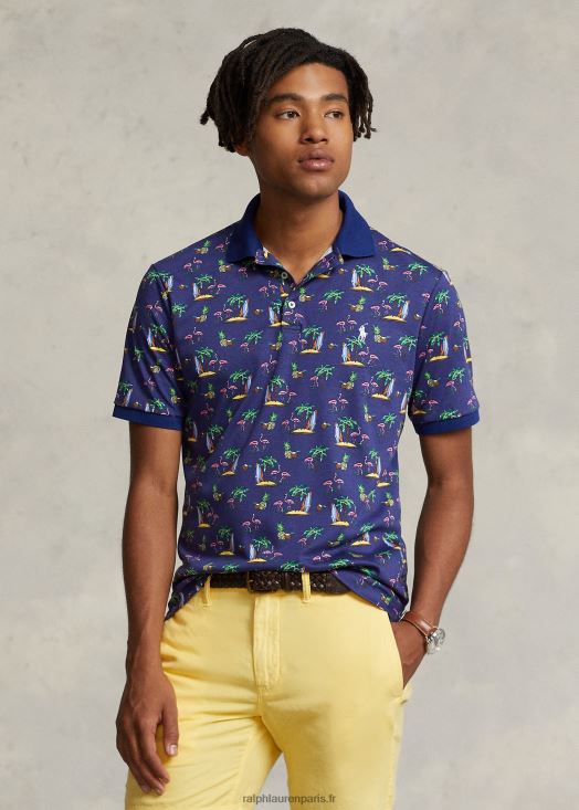 polo coupe classique en coton doux 46T60T1002 Hommes Ralph Lauren paradis flamants roses royal
