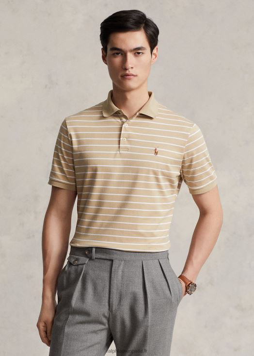 polo coupe classique en coton doux 46T60T142 Hommes Ralph Lauren dune de sable/blanc