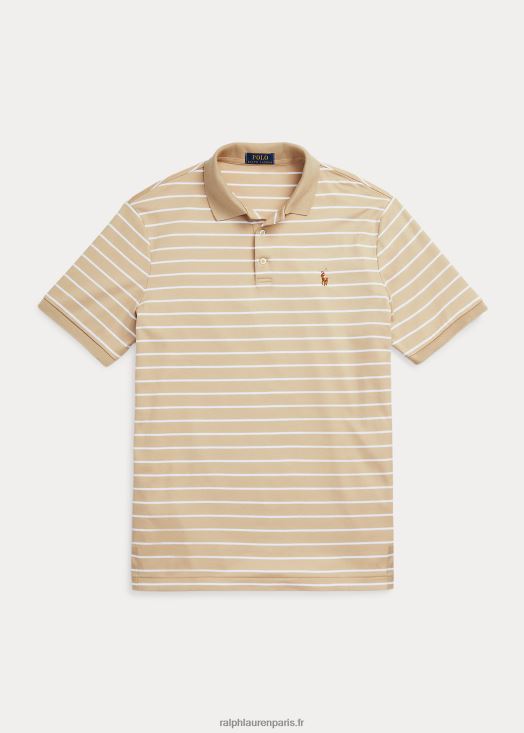 polo coupe classique en coton doux 46T60T142 Hommes Ralph Lauren dune de sable/blanc