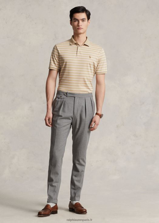 polo coupe classique en coton doux 46T60T142 Hommes Ralph Lauren dune de sable/blanc
