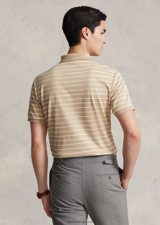 polo coupe classique en coton doux 46T60T142 Hommes Ralph Lauren dune de sable/blanc
