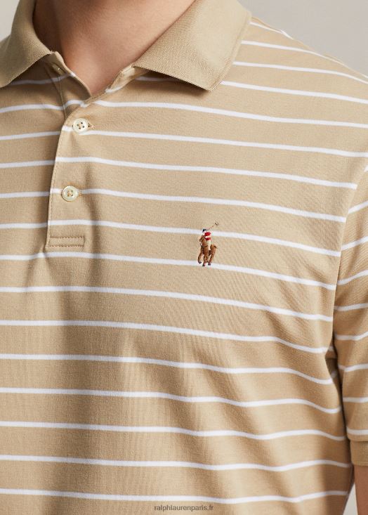 polo coupe classique en coton doux 46T60T142 Hommes Ralph Lauren dune de sable/blanc