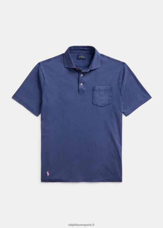 polo coupe classique en coton et lin 46T60T824 Hommes Ralph Lauren bleu marine clair