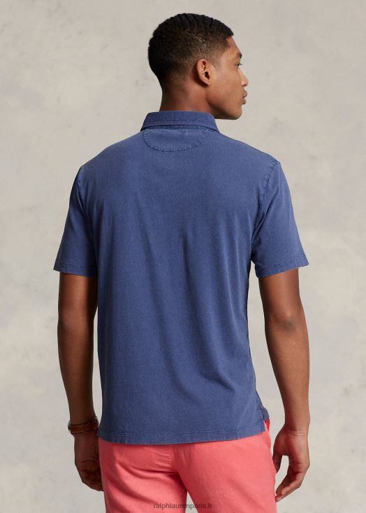 polo coupe classique en coton et lin 46T60T824 Hommes Ralph Lauren bleu marine clair