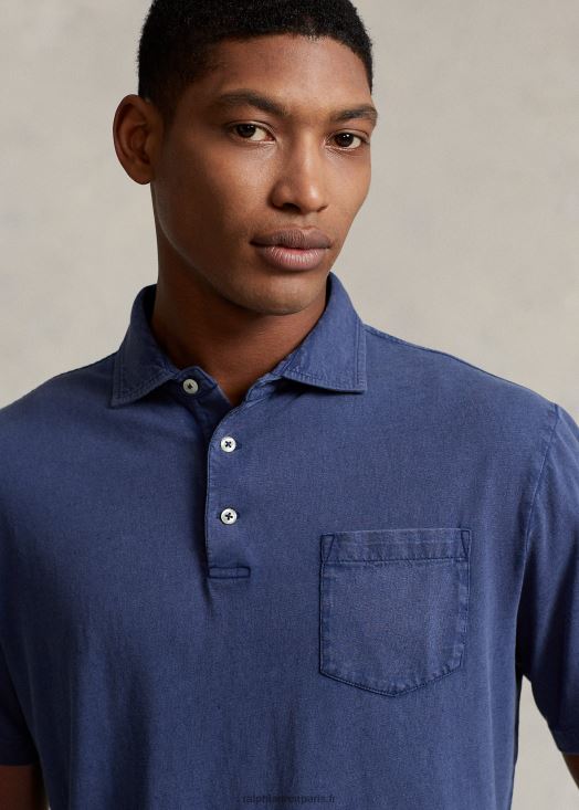 polo coupe classique en coton et lin 46T60T824 Hommes Ralph Lauren bleu marine clair