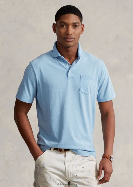 polo coupe classique en coton et lin 46T60T826 Hommes Ralph Lauren poudre bleue
