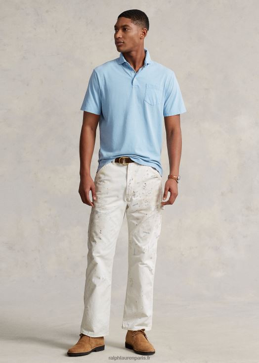 polo coupe classique en coton et lin 46T60T826 Hommes Ralph Lauren poudre bleue