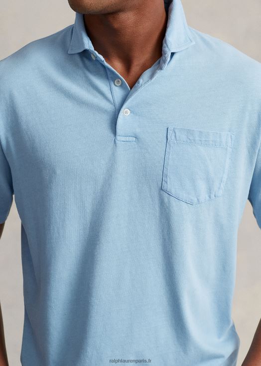 polo coupe classique en coton et lin 46T60T826 Hommes Ralph Lauren poudre bleue