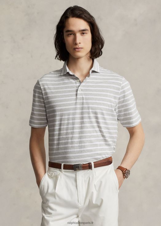 polo coupe classique en jersey rayé 46T60T1180 Hommes Ralph Lauren bruyère printanière/blanc