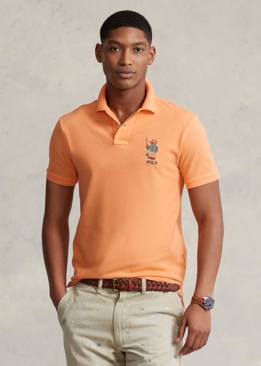 polo coupe classique en maille ours polo 46T60T750 Hommes Ralph Lauren ours de pêche orange clair