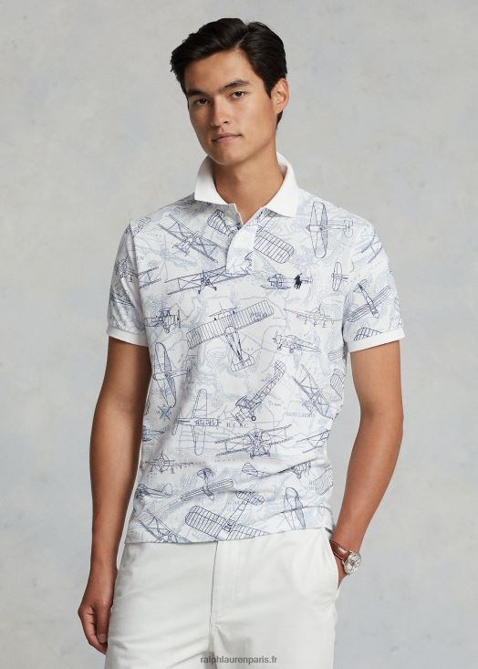 polo coupe classique en mesh aviation 46T60T731 Hommes Ralph Lauren blanc