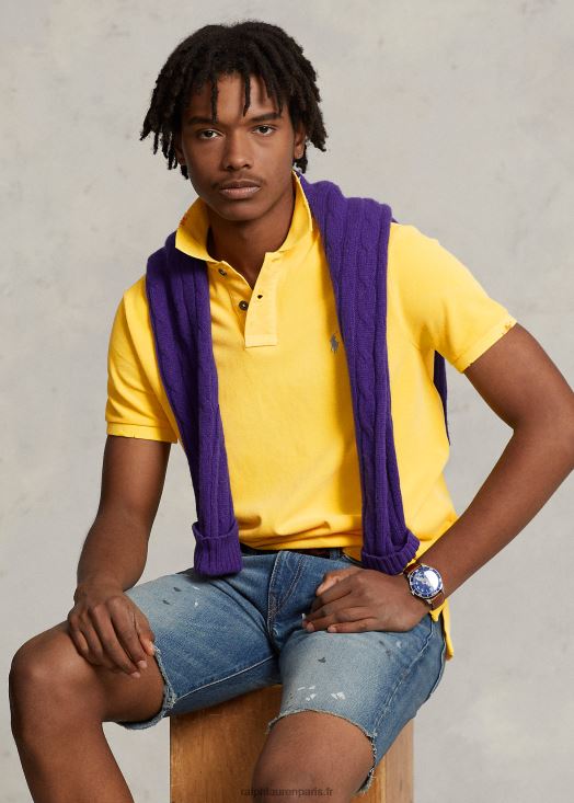 polo coupe classique en mesh raccommodé 46T60T1095 Hommes Ralph Lauren signal jaune