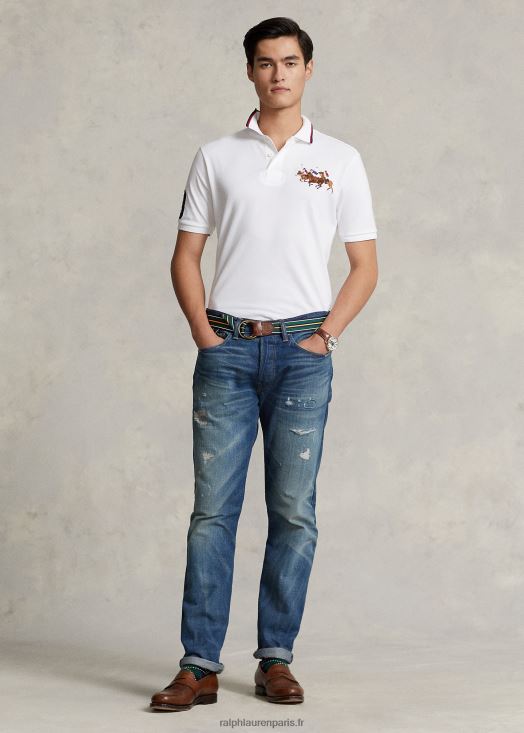 polo coupe classique en mesh triple poney 46T60T660 Hommes Ralph Lauren blanc