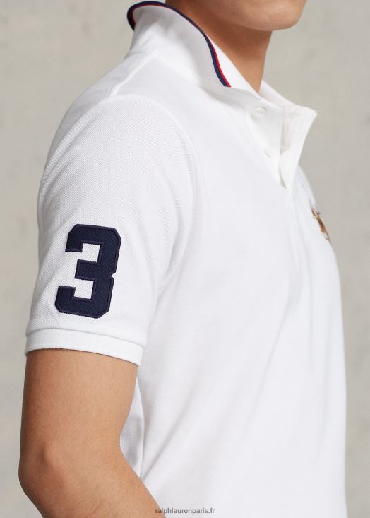 polo coupe classique en mesh triple poney 46T60T660 Hommes Ralph Lauren blanc