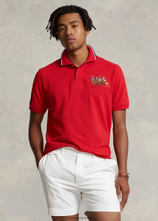 polo coupe classique en mesh triple poney 46T60T661 Hommes Ralph Lauren rl 2000 rouge - Cliquez sur l'image pour la fermer