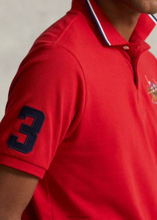 polo coupe classique en mesh triple poney 46T60T661 Hommes Ralph Lauren rl 2000 rouge