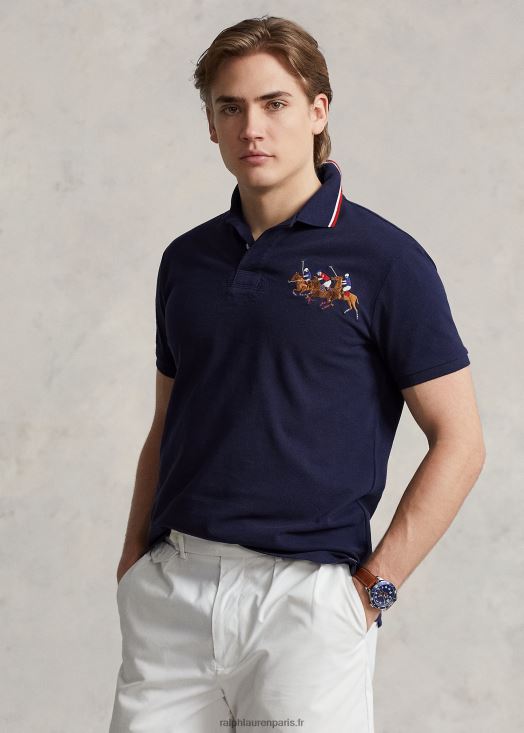 polo coupe classique en mesh triple poney 46T60T662 Hommes Ralph Lauren marine de croisière