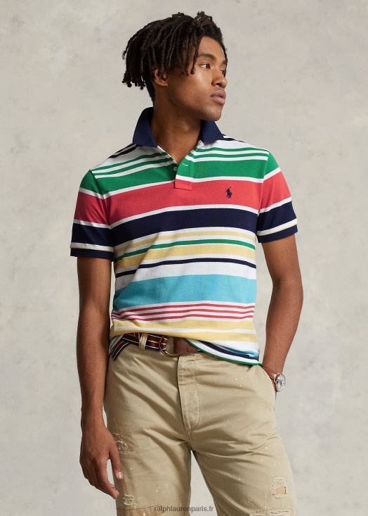 polo coupe classique en résille rayée 46T60T555 Hommes Ralph Lauren multicolore blanc