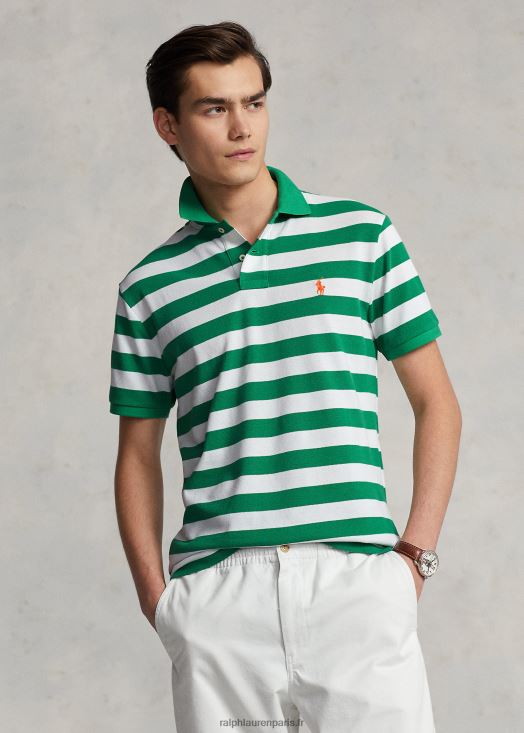 polo coupe classique en résille rayée 46T60T8428 Hommes Ralph Lauren vert optique/blanc - Cliquez sur l'image pour la fermer