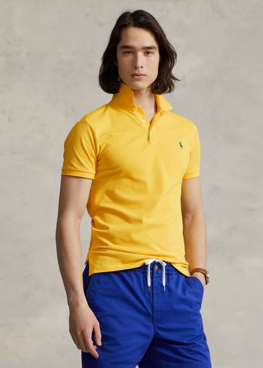 polo coupe slim en mesh stretch 46T60T952 Hommes Ralph Lauren jaune canari