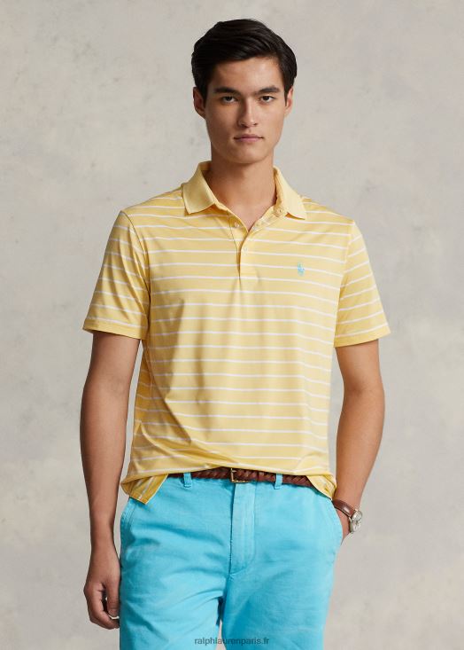 polo de performance coupe classique 46T60T684 Hommes Ralph Lauren maïs jaune/blanc