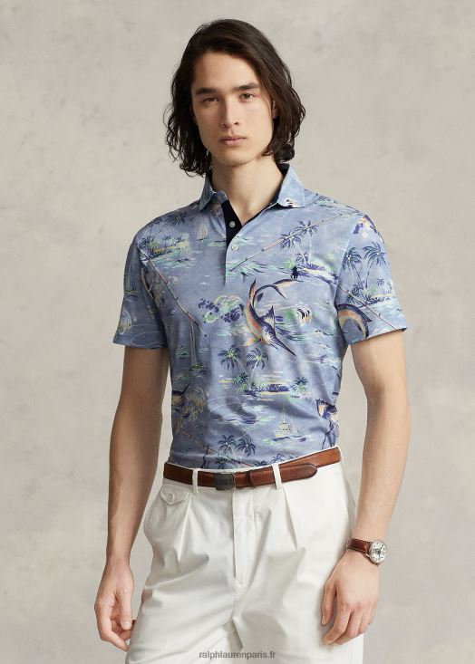 polo de performance coupe slim personnalisé 46T60T612 Hommes Ralph Lauren marlin de plage