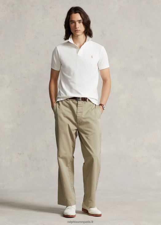 polo de travail/décontracté en maille coupe slim 46T60T2 Hommes Ralph Lauren lavage de pont blanc