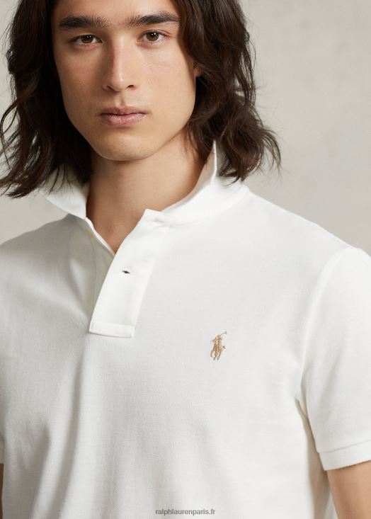 polo de travail/décontracté en maille coupe slim 46T60T2 Hommes Ralph Lauren lavage de pont blanc