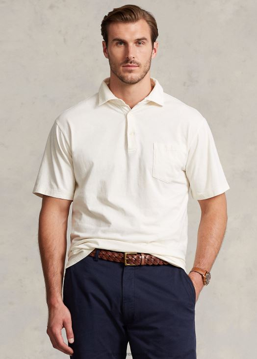 polo en coton et lin 46T60T1595 Hommes Ralph Lauren crème de parchemin - Cliquez sur l'image pour la fermer