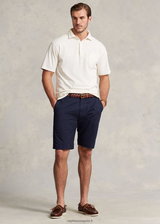 polo en coton et lin 46T60T1595 Hommes Ralph Lauren crème de parchemin