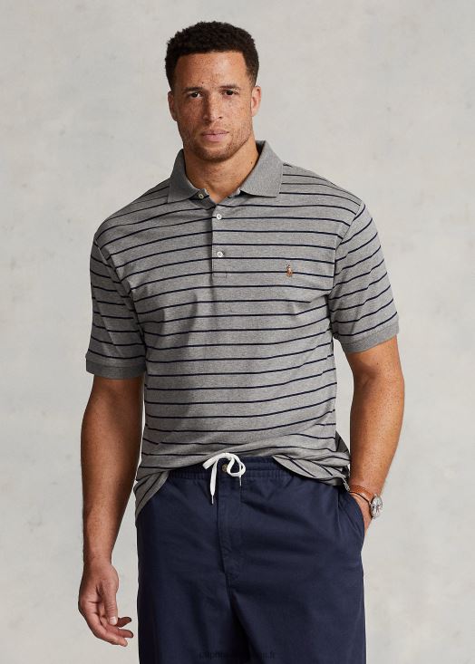 polo en interlock 46T60T1425 Hommes Ralph Lauren gris métallisé/marine - Cliquez sur l'image pour la fermer