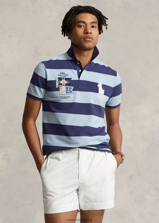 polo en maille big pony coupe slim personnalisé 46T60T1034 Hommes Ralph Lauren hangar à bateaux marine/bleu
