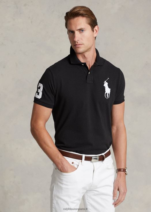 polo en maille big pony coupe slim personnalisé 46T60T849 Hommes Ralph Lauren noir