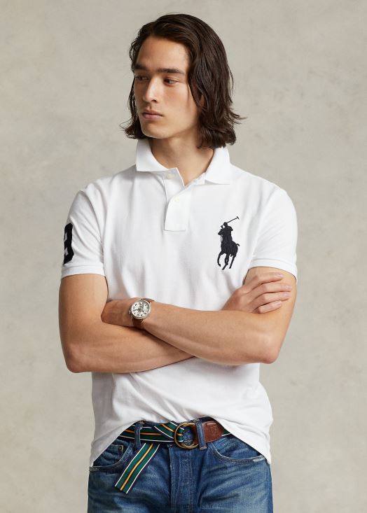 polo en maille big pony coupe slim personnalisé 46T60T851 Hommes Ralph Lauren blanc