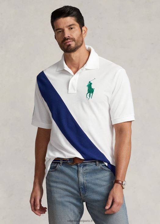 polo en résille big pony 46T60T1881 Hommes Ralph Lauren blanc/royal d'automne