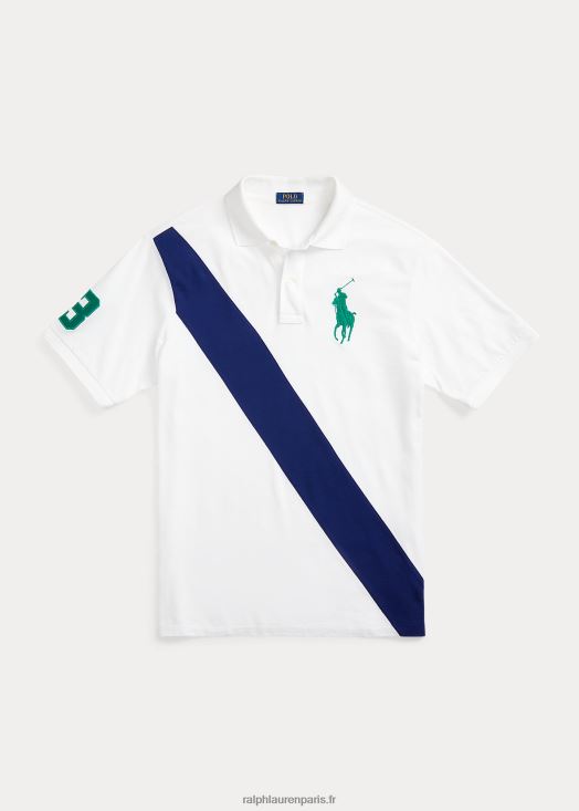 polo en résille big pony 46T60T1881 Hommes Ralph Lauren blanc/royal d'automne
