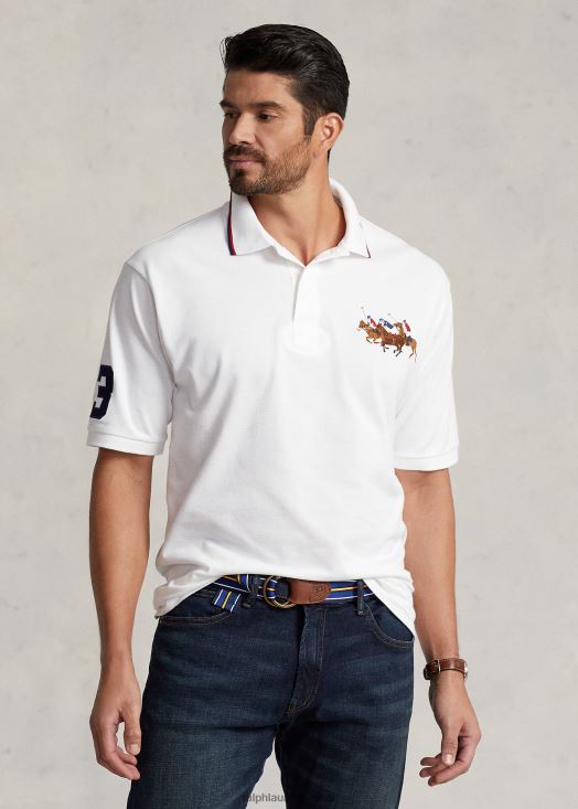 polo en résille triple poney 46T60T1649 Hommes Ralph Lauren blanc