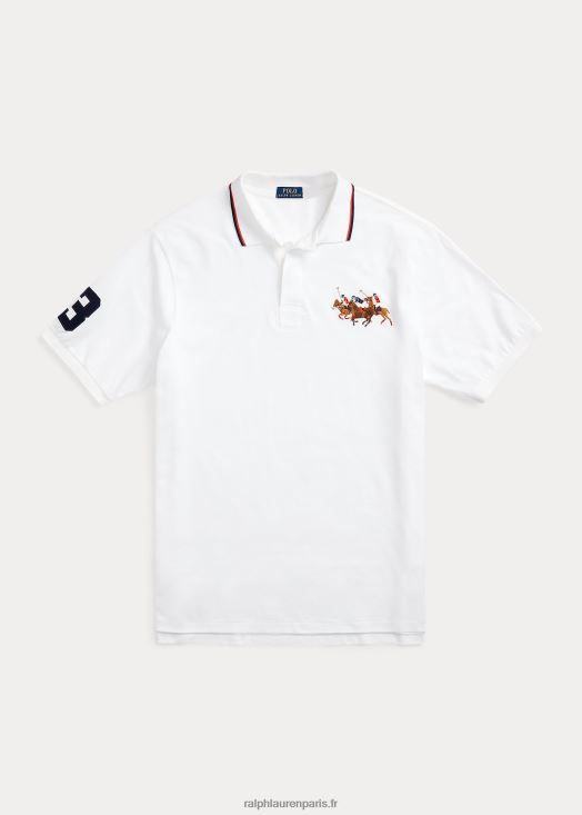 polo en résille triple poney 46T60T1649 Hommes Ralph Lauren blanc